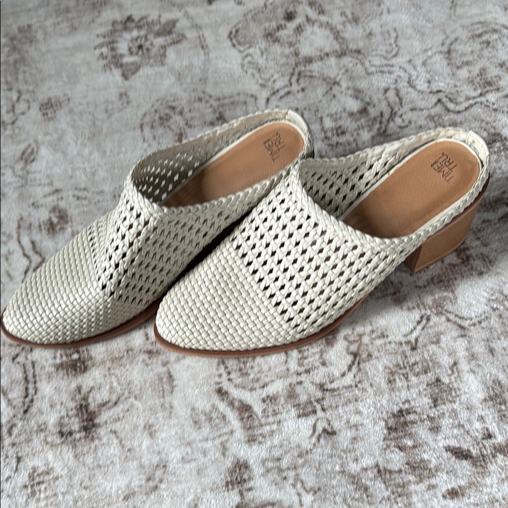 Time and Tru Cream Perforated Mules